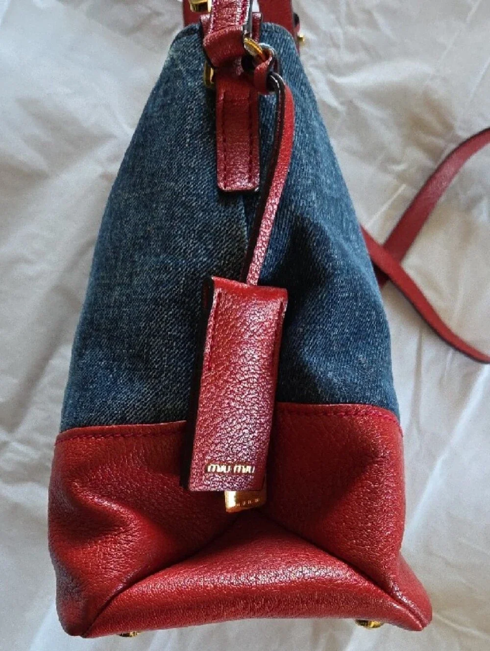 Miu Miu Convertible Denim and Leather Bag